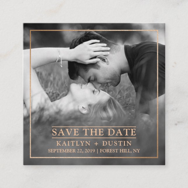 Modernes Gold Foil Foto Save the Date Begleitkarte (Vorderseite)