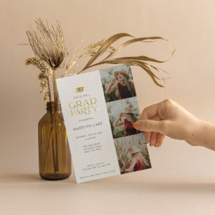 Modernes Gold Foil Grad Party 4 Foto Einladung