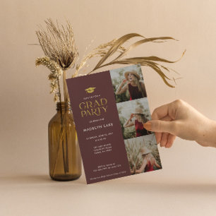 Modernes Gold Foil Grad Party 4 Foto Einladung