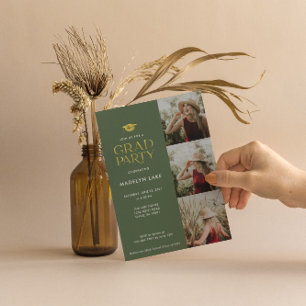 Modernes Gold Foil Grad Party 4 Foto Einladung