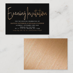 Modernes Gold Foil Script Abend Event Ticket Begleitkarte