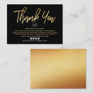 Modernes Gold Foil Script-Geschäft Vielen Dank Begleitkarte