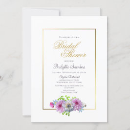 Modernes Gold Gerahmt Dahlia Floral Brautparty Einladung