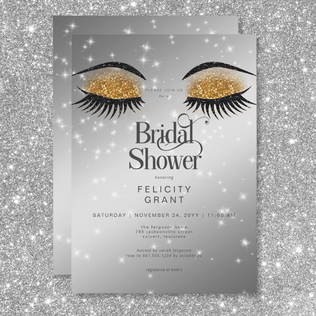 Modernes Gold Glam Eyes Brautparty Einladung (Modern Gold Glam Eyes Bridal Shower Invitation)