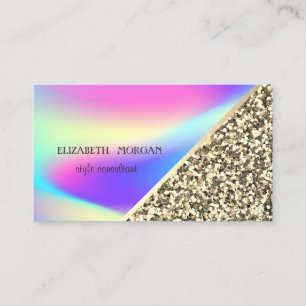 Modernes Gold-Glitter, Geometrisch, Ombre Holograf Visitenkarte