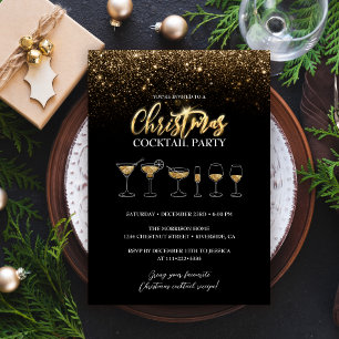 Modernes Gold Glitzer Black Christmas Cocktail Par Einladung