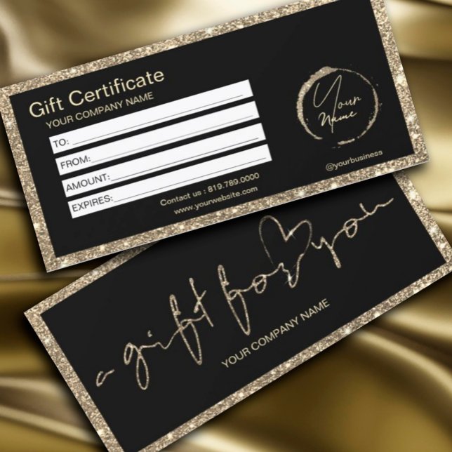 Modernes Gold-Glitzer-Geschenkgutschein (#zazzlemade #giftcertificate #giftcart #agiftforyou #luxurycard #glittergold)