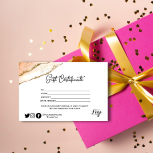 Modernes Gold Glitzer Geschenkzertifikat Visitenkarte