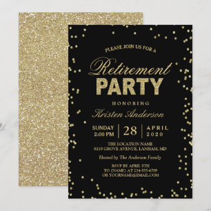 Modernes Gold Glitzer Glitzern Renten Party Einladung