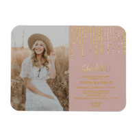 Modernes Gold Glitzer Grad Party Foto Einladung