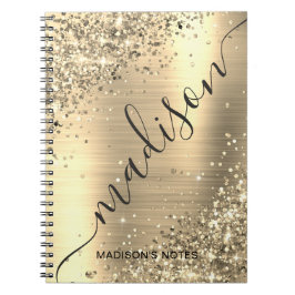 Modernes Gold Glitzer Metallic Monogram Script Notizblock