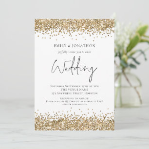 Modernes Gold Glitzer QR Code Wedding Einladung
