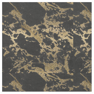 Modernes Gold Glitzer Schwarzes Marmor Stoff