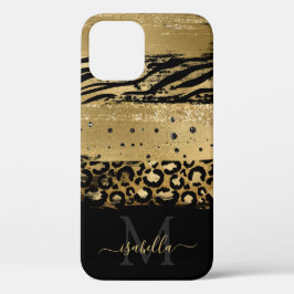 Modernes Gold Glitzer Script Mit Monogramm Case-Mate iPhone Hülle