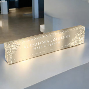 Modernes Gold Glitzer Sparkle Haarköppchen Namensplakette