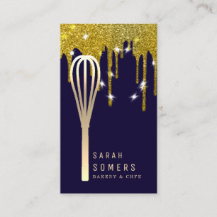 Modernes Gold Glitzer Whisk Bäckerei Visitenkarte