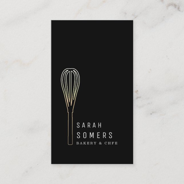 Modernes Gold Glitzer Whisk Bäckerei Visitenkarte (Vorderseite)