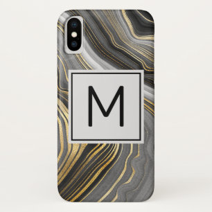 Modernes Gold & Gray Agate Geode Mineral Monogram Case-Mate iPhone Hülle