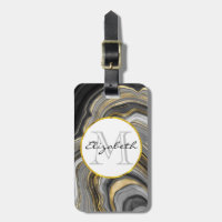 Modernes Gold & Gray Agate Geode Mineral Monogram