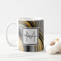 Modernes Gold & Gray Agate Geode Mineral Monogram