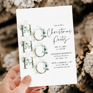 Modernes Gold & Greenery Weihnachtsfest Party Einladung