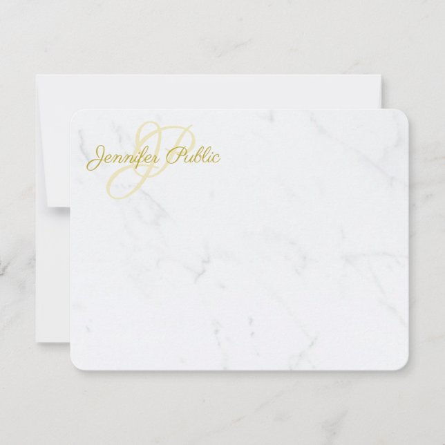 Modernes Gold Handwriting Script Name Elegante Mar Mitteilungskarte (Vorderseite)