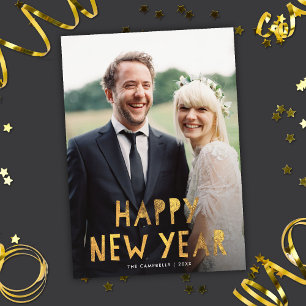Modernes Gold Happy New Year Foto Feiertagskarte