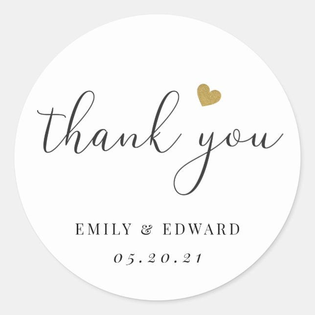 Modernes Gold Heart Brautparty Gastgeschenk Hochze Runder Aufkleber (Vorderseite)