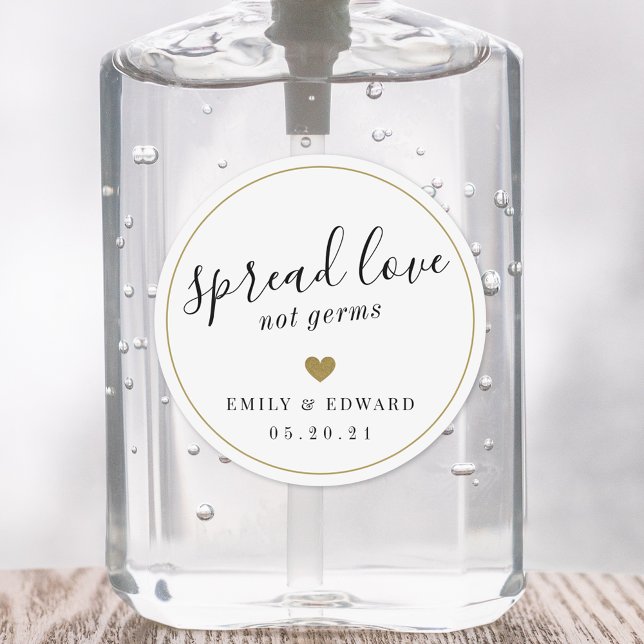 Modernes Gold Heart Gastgeschenk Hochzeit Hand San Runder Aufkleber (Von Creator hochgeladen)