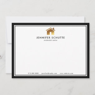 Modernes Gold House Logo Realtor Personalisiert Fl Mitteilungskarte