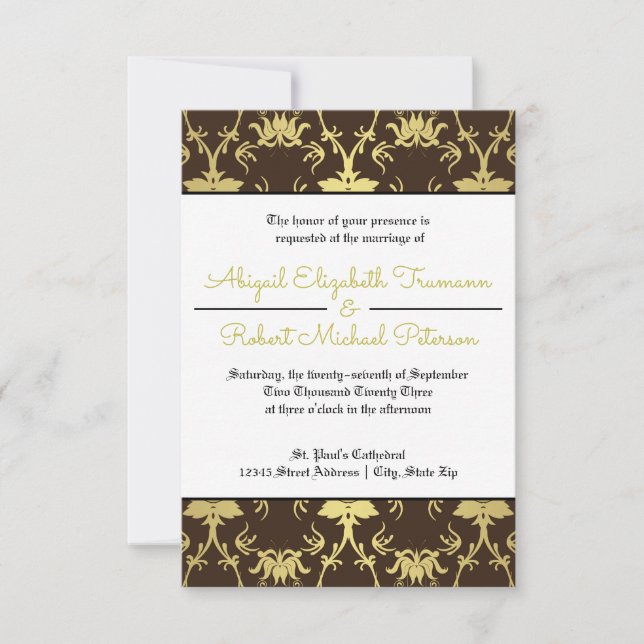 Modernes Gold Leaf-3x5Wedding Einladung (Vorderseite)