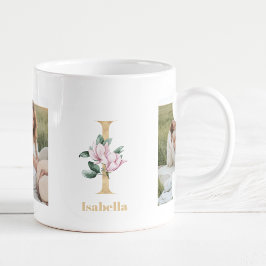 Modernes Gold Letter I-Blume | Monogramm für zwei  Kaffeetasse