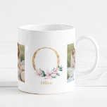 Modernes Gold Letter O Blume | Monogramm für zwei  Kaffeetasse<br><div class="desc">Modernes Gold Letter O Blume | Monogramm für zwei Fotos</div>