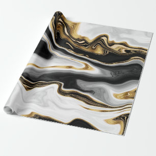 Modernes Gold Liquid Swirl Malerei ästhetisches De Geschenkpapier