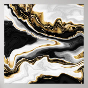 Modernes Gold Liquid Swirl Malerei ästhetisches De Poster