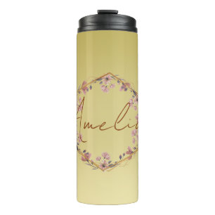 Modernes Gold Luxustypografie floral Aquarell gr Thermosbecher