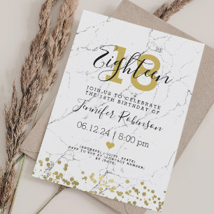 Modernes Gold-Marmor der 18. Geburtstagsparty Einladung