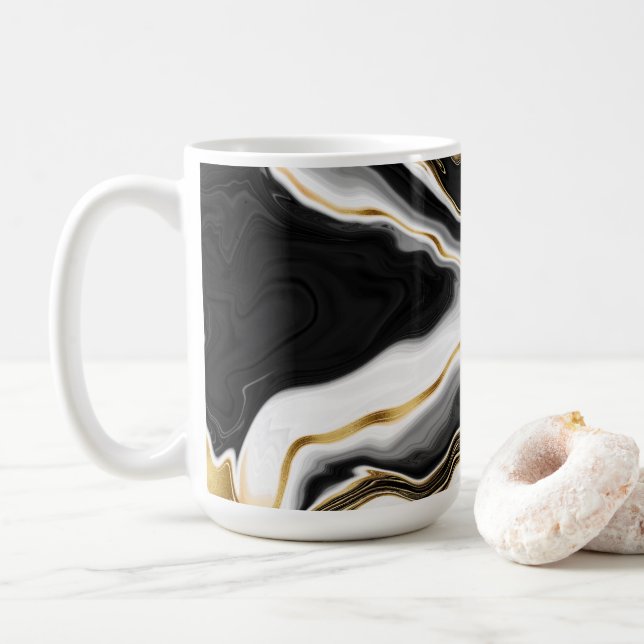 Modernes Gold-Marmorgemälde ästhetisch Kaffeetasse (Mit Donut)