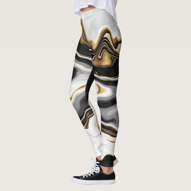 Modernes Gold-Marmorgemälde ästhetisch Leggings (Links)
