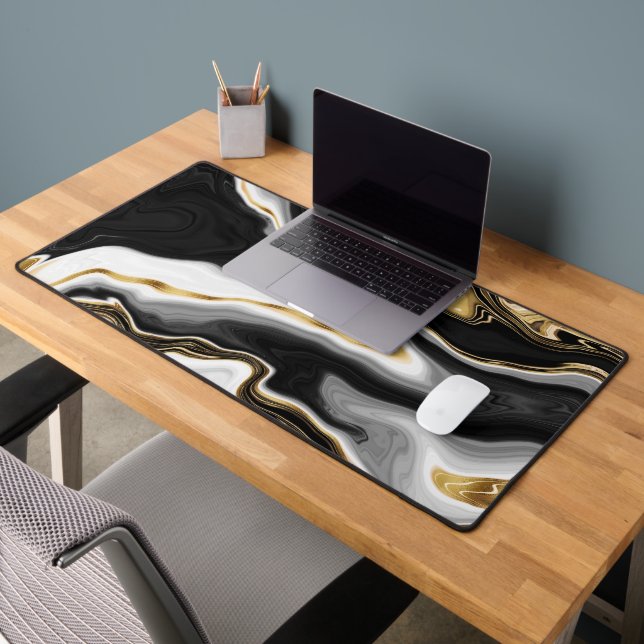 Modernes Gold-Marmorgemälde ästhetisch Schreibtischunterlage (Büro 2)