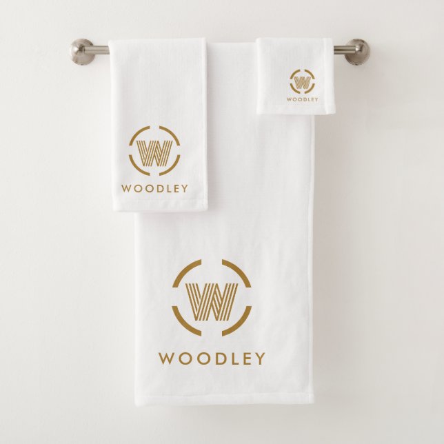 Modernes Gold-Monogramm-Logo Weiß Badhandtuch Set (Insitu)