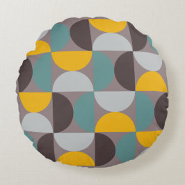 Modernes Gold Moon Horizon des Mittelalters Rundes Kissen