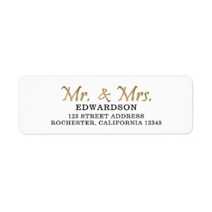 Modernes Gold Mr. & Mrs. wedding Rücksendeadresse