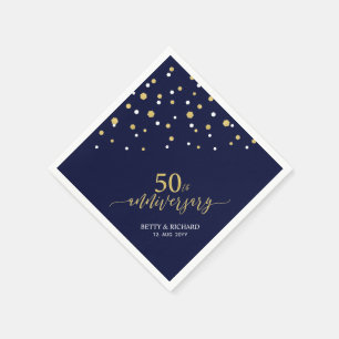 Modernes Gold & Navy Blue Party zum 50-jährigen Ju Serviette