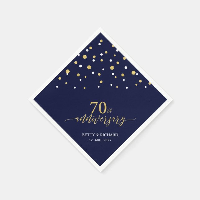 Modernes Gold & Navy Blue Party zum 70-jährigen Ju Serviette (Ecke)
