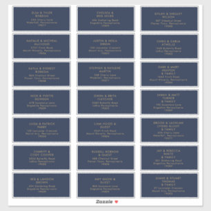Modernes Gold Navy Wedding Guest Address Sticker