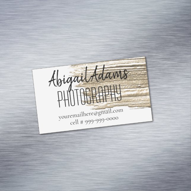 Modernes Gold Paint Minimal Maßgeschneidertes Magn Magnetische Visitenkarte (Beispiel)