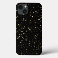 Modernes Gold Paint Spritzer Muster auf schwarz