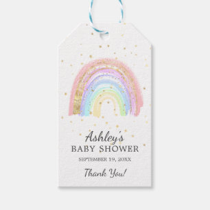 Modernes Gold Pink Rainbow Baby Dusche Gefallen Geschenkanhänger