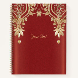Modernes Gold Red Floral Notebook Notizbuch